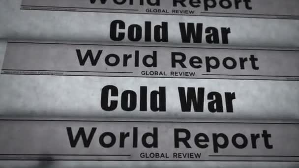 Cold War Arms Race Political Conflict Vintage News Newspaper Printing — Vídeos de Stock