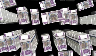 Central African CFA Franc money Cameroon Chad Congo Gabon pack 3d illustration. 10000 XAF banknote bundle stacks. Concept of finance, economy, business, bank, tax and debt. clipart