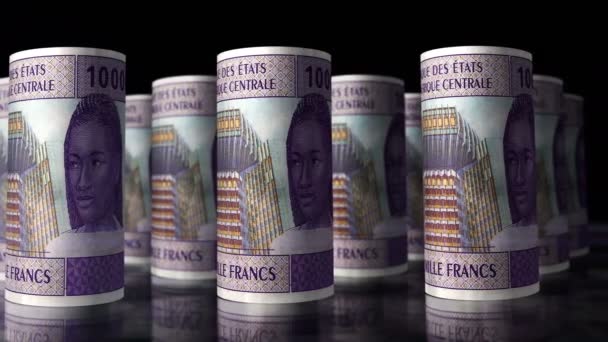 África Central Cfa Franco Dinheiro Camarões Chade Congo Gabão Rolos — Vídeo de Stock