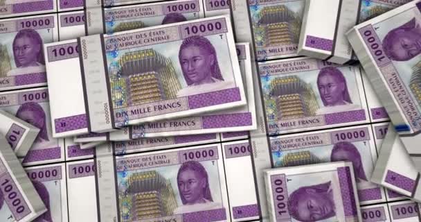 Zentralafrikanische Cfa Franc Geld Kamerun Tschad Kongo Gabun Banknoten Animation — Stockvideo