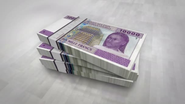 Central African Cfa Franc Money Camarões Chade Congo Gabão Pile — Vídeo de Stock