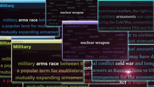 Arms Race Cold War Nuclear Conflict Pop Windows Computer Screen — Vídeos de Stock