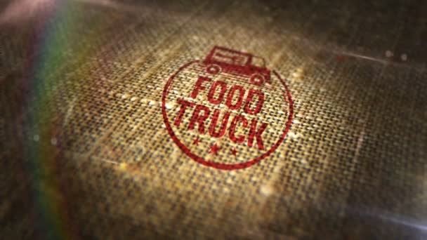 Food Camion Signe Timbre Sur Sac Lin Naturel Véhicule Alimentaire — Video
