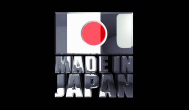 Japon teknolojisi altın metal parlaklık sembolü ihraç ediyor. Görkemli parlama ve yansıtma ışığı simgesi soyut nesne 3d illüstrasyon.