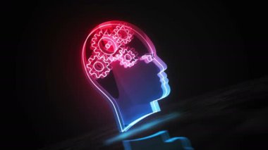 Yapay zeka makinesinin yapay zeka öğrenme sembolü dijital soyut konsept holografik cam. Siber teknoloji ve bilgisayar arkaplan 3D nesne.