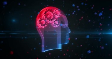 Yapay zeka makinesinin yapay zeka öğrenme sembolü dijital soyut konsept holografik cam. Siber teknoloji ve bilgisayar arkaplan 3D nesne.