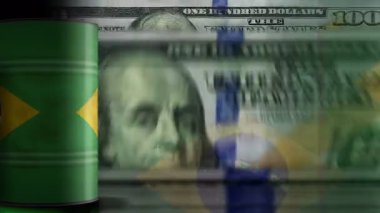 Brezilya petrol işi ve petrol çıkarma varilleri ABD dolarının üzerinde banknotlar, kusursuz ve döngüsel konsepti de sayarsak. Brezilya petrol endüstrisi iş döngüsü geçmişi.