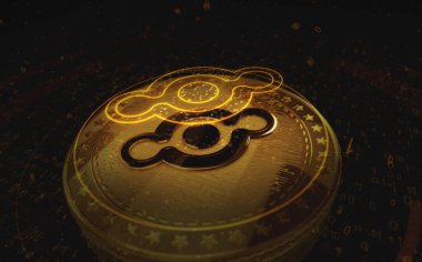 Poznan, Polonya, 4 Temmuz 2024: Yeşil ekranda Helyum HNT kripto para birimi. Soyut konsept 3d illüstrasyon.