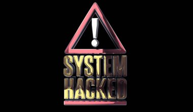 Sistem hackleme uyarısı ve güvenlik ihlali. Altın metal parlama sembolü konsepti. Görkemli parlama ve yansıtma ışığı simgesi soyut nesne 3d illüstrasyon.