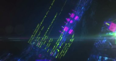 Sistem hacklemesi uyarı ve güvenlik ihlali sembolü soyut siber kavram. Dijital teknoloji arka planı pürüzsüz ve döngüsel dinamik 3D animasyon.