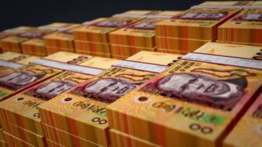 Malavi parası Malawian kwachas banknot büyüme döngüsü. 2000 MWK destesi. Nakit paketi, bankacılık, seyahat, iş, ekonomi ve finans kavramı 3D döngüsüz.