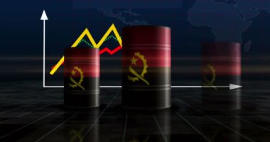Angola petrol işi ve yakıt çıkarma varilleri büyüme grafiğinde. Angola petrol endüstriyel metal kaplar artan istatistik diyagramı ile.