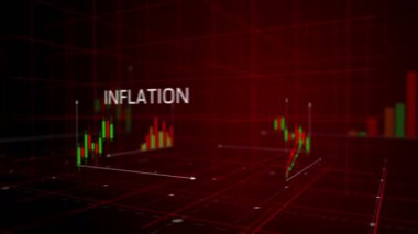 Enflasyon durgunluğu ve depresyon kriz grafikleri ve grafikleri pürüzsüz ve çevrilebilir üç boyutlu animasyon konsepti