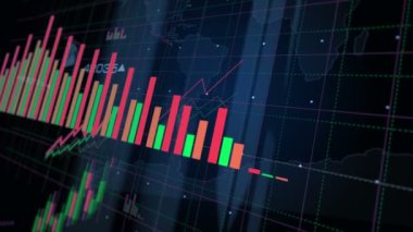 Ekranda enflasyon durgunluğu ve depresyon kriz grafikleri ve grafik konsepti