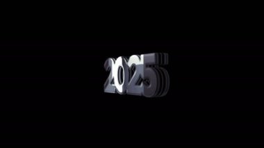 2025 yıllık fütüristik yeni altın metal parlak sembol konsepti. Işıldayan ve yansıtan ışık ikonu soyut. Kusursuz döngülü 3d döndürme canlandırması.