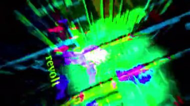 Özgürlük savaşını yumruk sembolü teknoloji döngüsüyle protesto etmek. Arızalı ekranlardaki soyut imza pürüzsüz ve döngülü.