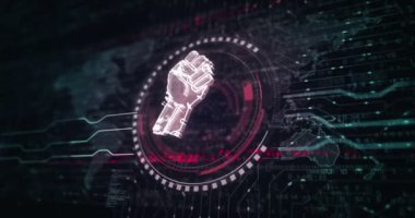 Kavramsal dijital kavram ile özgürlük devrimi. Küresel ağ ve siber teknoloji arkaplanı pürüzsüz ve döngülü 3D animasyon.