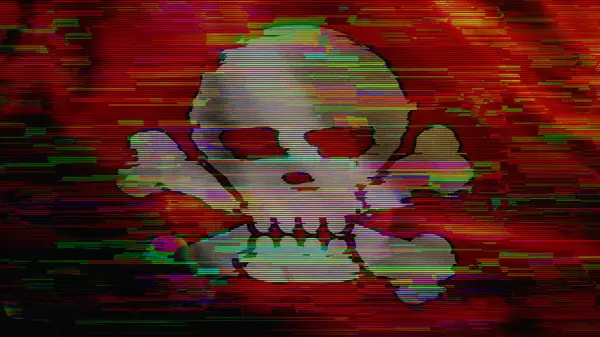 stock image Pirate skull cyber attack digital technology flag cyber background. Darknet and cybercrime banner cyberattack and espionage concept illustration.