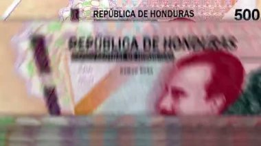 Honduras parası Honduras Lempira banknotlu sayma makinesi. Hızlıca 500 HNL 'lik banknot düşür. İş ve ekonomi kavramı döngüsel ve sorunsuz bir altyapıya sahip.