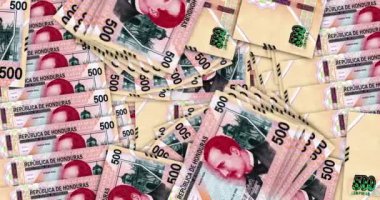 Honduras parası Honduras Lempira nakit fan mozaik döngüsü banknotları. 500 HNL banknot. Soyut banka, finans, ekonomi sorunsuz ve döngülü tasarım geçmişi kavramı.