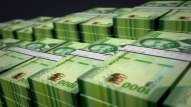 Mozambik parası Mozambik Metical banknotları büyüme döngüsü. 1000 MZN destesi. Nakit paketi, bankacılık, seyahat, iş, ekonomi ve finans kavramı 3D döngüsüz.