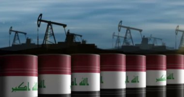 Irak petrol işi ve akaryakıt çıkarma varilleri sorunsuz ve geri dönüşümsüz bir konsept. Irak petrol sanayi konteynerleri.