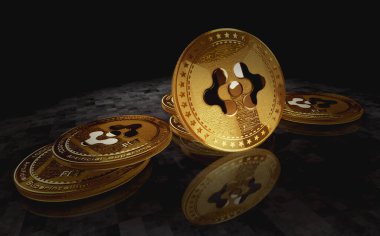 Poznan, Polonya, 19 Ekim 2024: Yeşil perde arka planında FET kripto para birimi. Soyut konsept 3d illüstrasyon