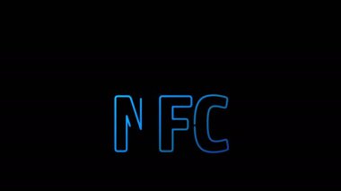 NFC kablosuz ödemeli cep telefonu ödeme hattı sembolü döngüsel arka plan. Siber teknoloji soyut konsept simgesi pürüzsüz ve döngülü basit canlandırma.