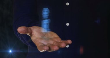 NFC 'nin kablosuz ödemeli cep telefonu ödemesi 3D sembolü. Siber teknoloji simgesi soyut kavram kusursuz ve döngüsel.