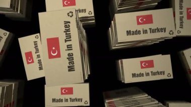 Hindi kutusu üretim hattında yapılmış. Üretim, ithalat, ihracat ve teslimat. Soyut kavram 3D döngüsüz dikişsiz.