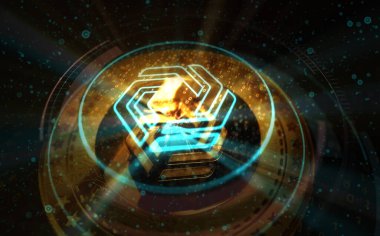 Poznan, Polonya, 1 Kasım 2024: Yeşil ekran arka planında değişmez IMX şifreleme altın sikkesi. Soyut konsept 3d illüstrasyon.