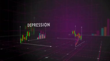 Zihinsel sağlık ve depresyon kriz çizelgeleri ve grafikleri kusursuz ve çevrilebilir 3D konsept animasyonu