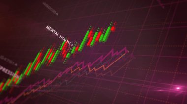 Zihinsel sağlık ve depresyon kriz grafikleri ve grafikleri konsept 3D illüstrasyon