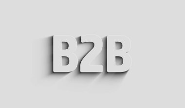 B2B iş ortaklığı pazarlama ve yönetim sembolü dijital konsept. Ağ, siber teknoloji ve bilgisayar arkaplanı soyut 3D resimleme.