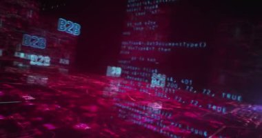 B2B iş ortaklığı pazarlama ve yönetim sembolü soyut siber kavram. Dijital teknoloji arka planı pürüzsüz ve döngüsel dinamik 3D animasyon.