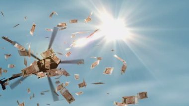 Moldova parası Moldova Lei helikopter parasının düşüşünü finanse ediyor. 100 MDL 'lik soyut 3d enflasyon, para basma, finans, ekonomi, kriz ve niceliksel kolaylık kavramı.