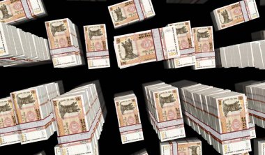 Moldova money Moldovan Lei money pack 3d illustration. 100 MDL banknote bundle stacks. Concept of finance, cash, economy crisis, business success, recession, bank, tax and debt. clipart