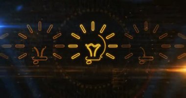 Fikir ampulü ışığı ilhamı ve yaratıcılık sembolü soyut dijital kavram. Siber teknoloji ve bilgisayar arkaplan çizgisi kusursuz ve döngülü animasyon.