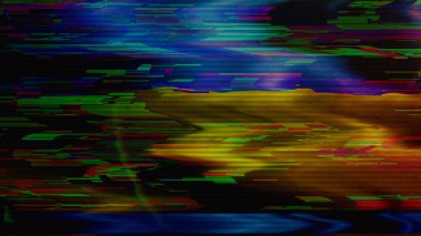 Ukrayna dijital teknoloji bayrak siber arka planı. Ukrayna bayrağı siber saldırı ve casusluk konsepti çizimi.