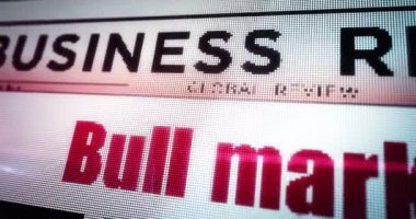 Boğa piyasası başarısı ve finansal büyüme günlük gazete okumaları mobil tablet bilgisayar ekranında. Manşetlerle ekrana dokunun. Haber konsepti 3D.