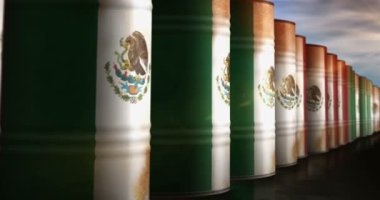 Meksika petrol işi ve akaryakıt çıkarma varilleri sorunsuz ve geri dönüşümsüz bir konsept. Meksika petrol endüstrisi konteynerleri.