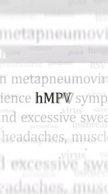 Dikey video: hMPV virüs salgını ve metafnömotorvirüs salgını uluslararası medyada manşet haberi. Ekranlarda düzgün döngülü internet haber başlıklarının soyut kavramı.