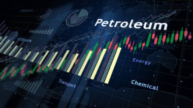 Taşımacılık ve enerji grafikleri ve grafikleri için petrol üretimi konsept 3d illüstrasyon