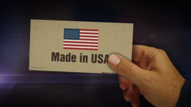 Amerikan malı bir kutu. Karton paket soyut kavramı 3d olarak Amerika 'dan ihraç ediliyor.