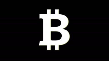 Bitcoin kripto engelleme zinciri ve ses efektli dijital para teknolojisi sembolü. Soyut simge hatası ekran biçimi döngülendi ve dipsiz canlandırma.
