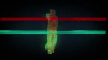 Bitcoin kripto engelleme zinciri ve ses efektli dijital para teknolojisi sembolü. Soyut simge hatası ekran retro biçimi döngülenmiş ve dipsiz canlandırma.