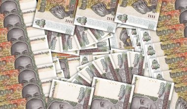 Kamboçya Riel banknotları nakit hayran mozaiği şeklinde. Kamboçya KHR 2000 para notaları. Soyut banka, finans, ekonomi dekoratif tasarım konsepti 3d illüstrasyon.