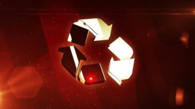Ekoloji ortamı ve atık ayrımı metal parlaklık sembolünün geri dönüşümü. Soyut 3d altın metal yansıtma simgesi canlandırması.