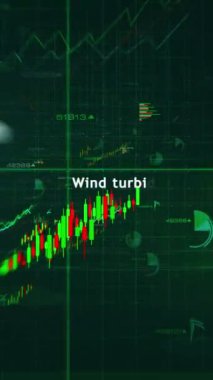 Dikey video: Yeşil enerji temiz enerji ve sürdürülebilir ekonomi diyagramları grafikler ve grafikler hızlı döngü analizi konsepti animasyonu