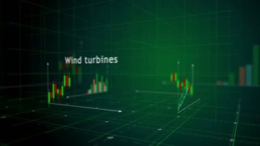 Yeşil enerji temiz güç ve sürdürülebilir ekonomi grafikleri ve grafikleri pürüzsüz ve çevrilebilir 3d konsept animasyonu